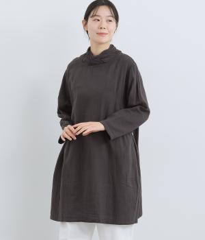 ダブルガーゼ胸ギャザーチュニック