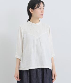 ダブルガーゼ七分袖胸切替プルオーバー(生成-F)