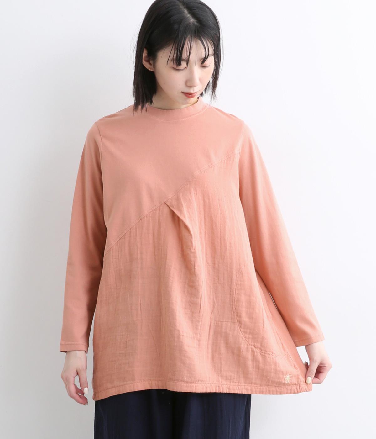 ダブルガーゼ×天竺チュニック(さんご-F)