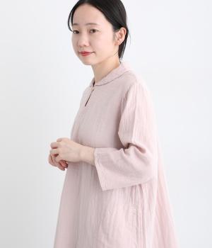 ダブルガーゼ　ミニショールカラーチュニック
