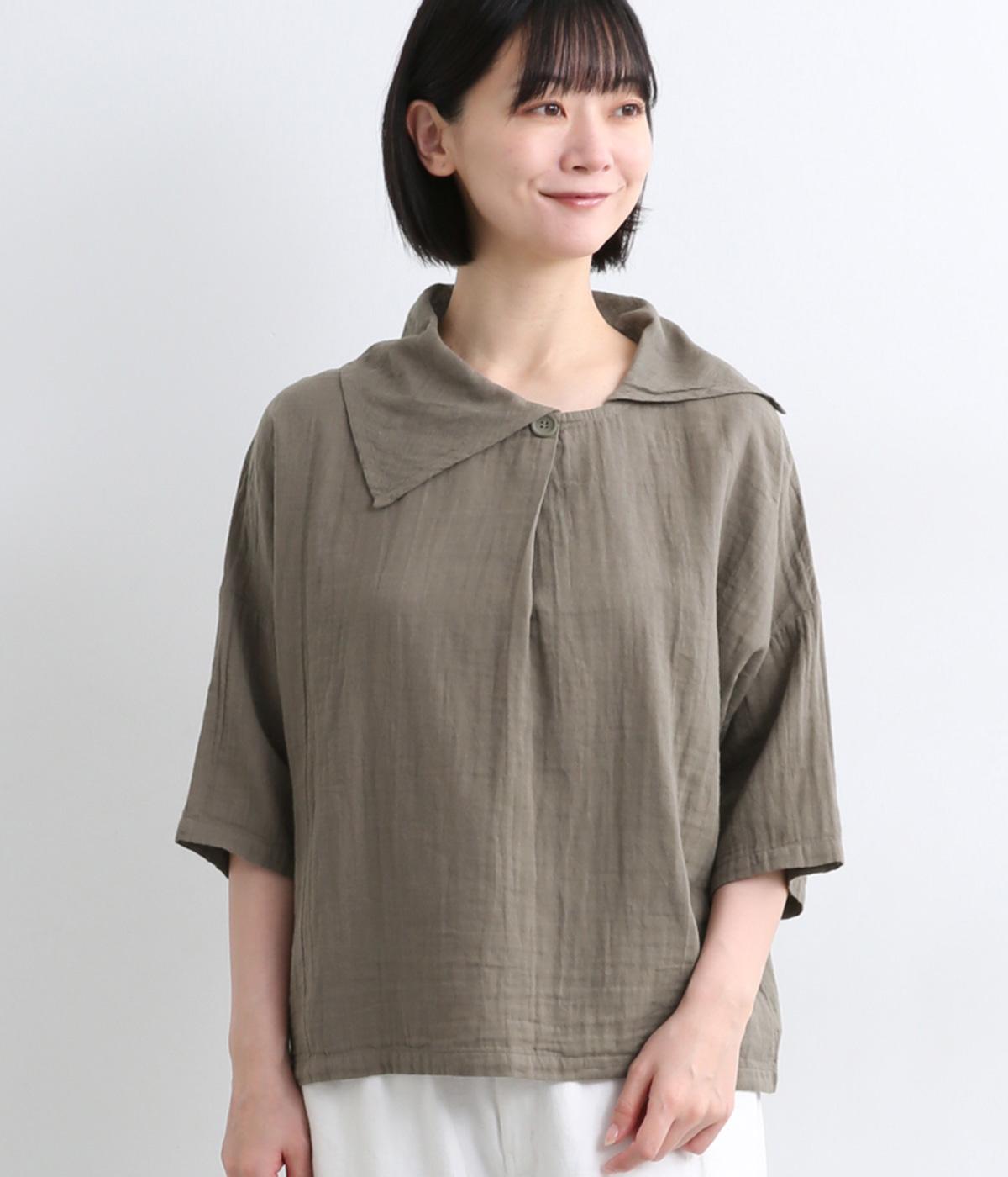 カヨ様　オーダー品 ダブルガーゼ オープンカラーショートプルオーバー｜kinako（キナコ