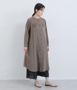 ダブルガーゼシャツワンピース(ダークグレー-F)