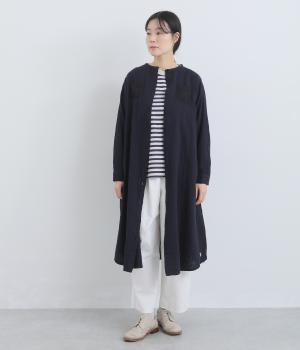 ダブルガーゼシャツワンピース(藍-F)