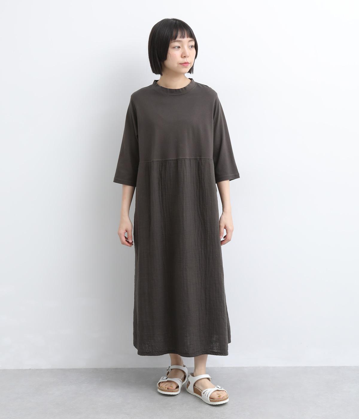 AKI'様　ダブルガーゼ　ワンピース ダブルガーゼ×天竺 七分袖ワンピース｜kinako（キナコ）の商品詳細