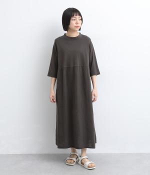 ダブルガーゼ×天竺　七分袖ワンピース