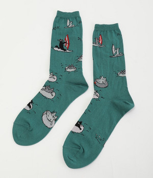 TORANEKOBONBON　ちょっと混んでるソックス(グリーン-ONESIZE)