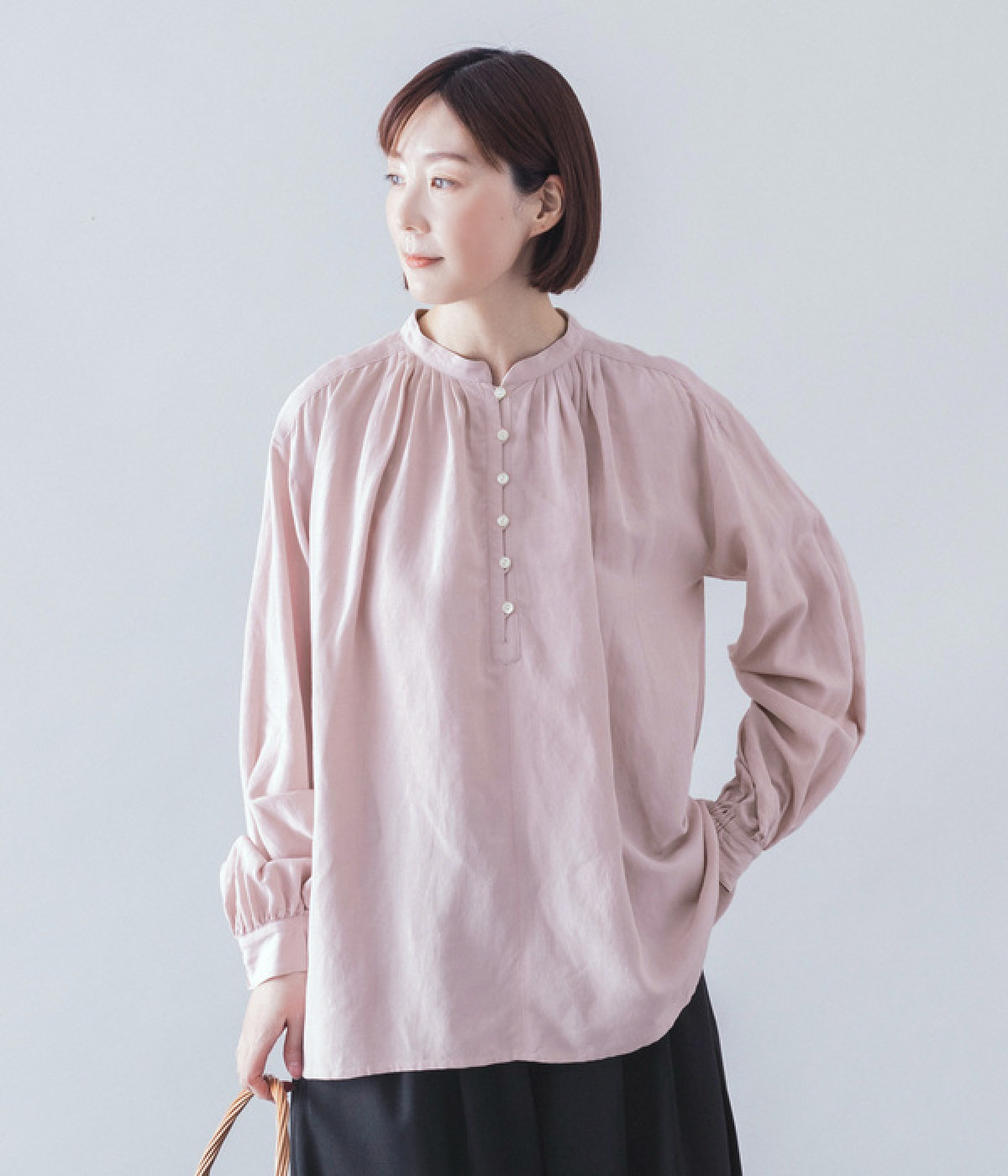 レーヨンリネンタンブラーブラウス(ピンク-ONESIZE)