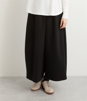 エコダブルクロスボトルシルエットパンツ(ブラック-ONESIZE)