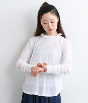 ガーゼフライスブラウス(オフホワイト-ONESIZE)