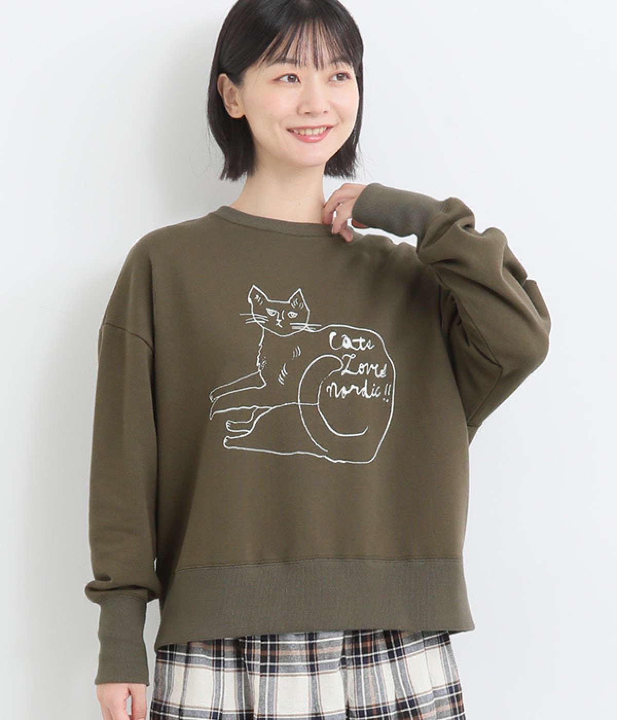 コットン裏毛TORANEKOBONBONトレーナー(カーキ-ONESIZE)