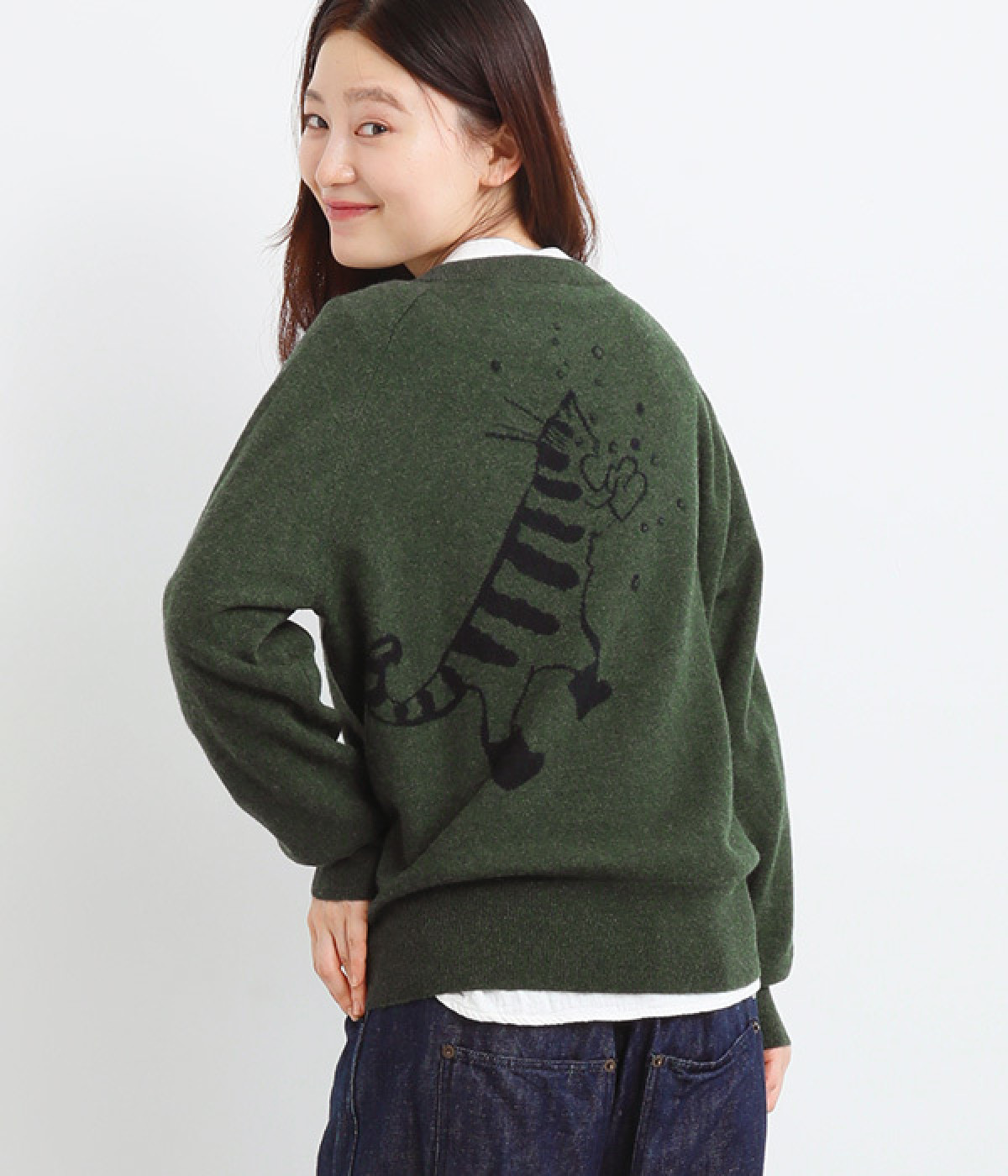 G Glenara TORANEKOBONBONニット(グリーン-ONESIZE)