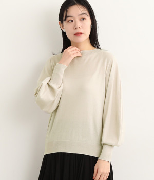 コットンカシミヤ天竺ホールガーメントプルオーバー(グレー-ONESIZE)