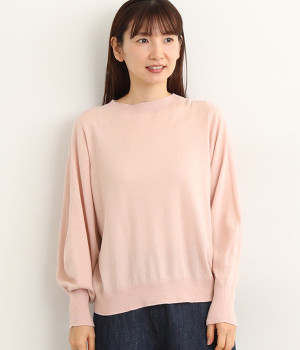 コットンカシミヤ天竺ホールガーメントプルオーバー(ピンク-ONESIZE)