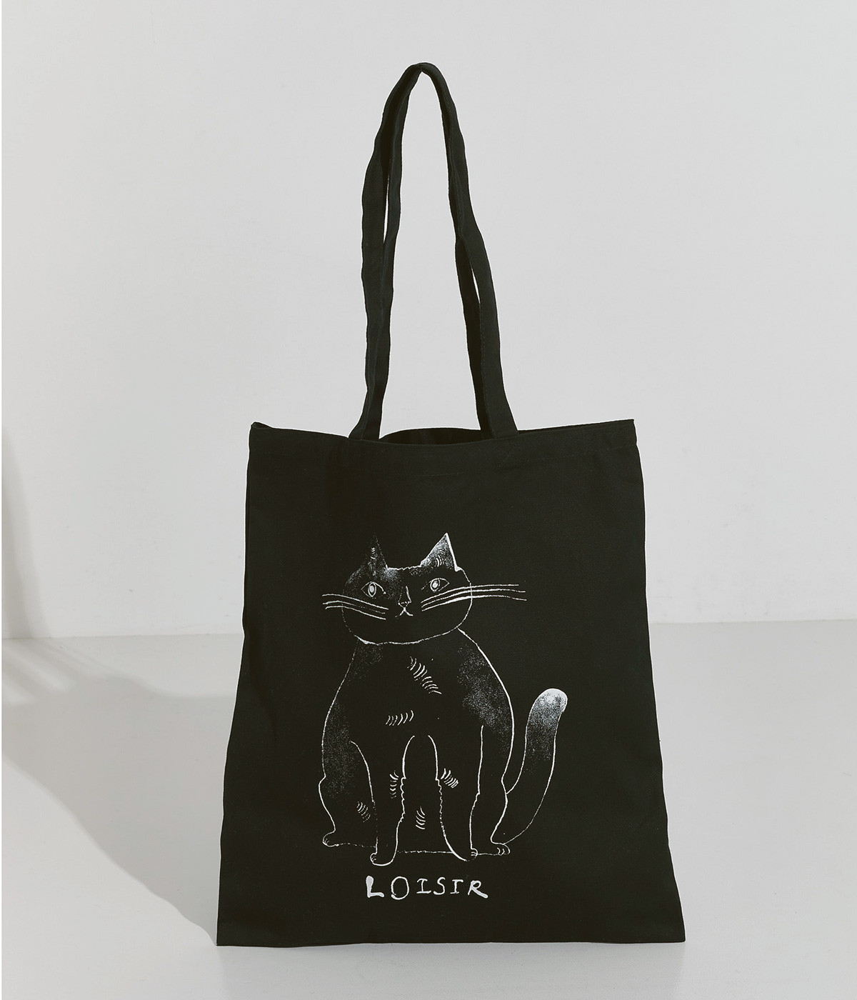 TORANEKOBONBON　ぽってりねこプリントトートバック(ブラック-ONESIZE)