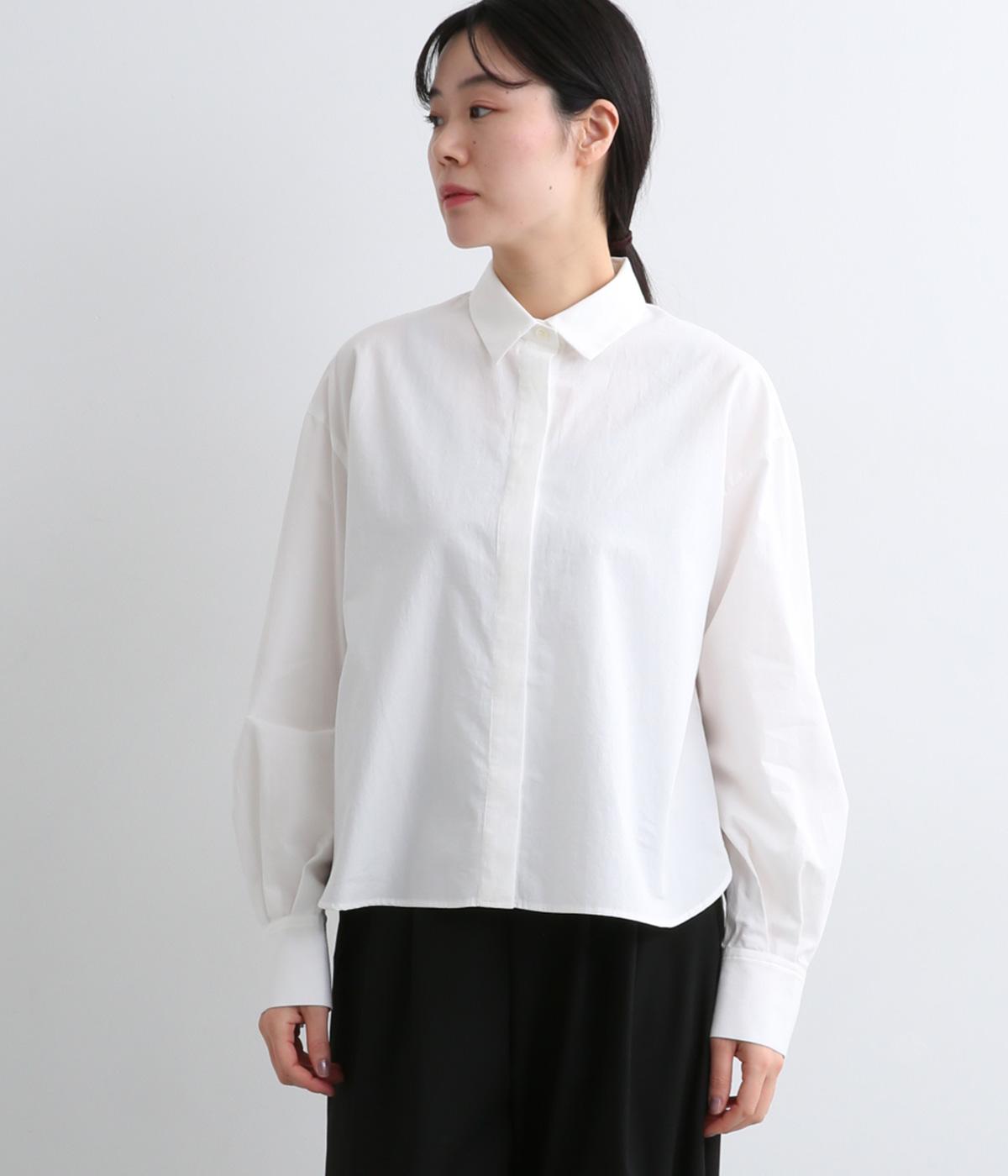 コットンブロードワッシャー　フライフロントシャツ(オフ-F)