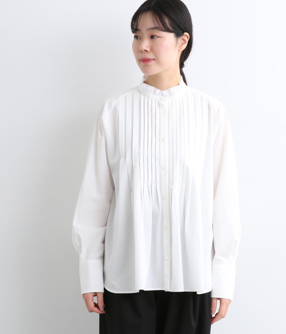 コットンブロードワッシャー　ランダムタックブラウス(オフ-F)