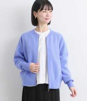 HAOKAIコットン接結ニットブルゾンカーディガン(ブルー-F)