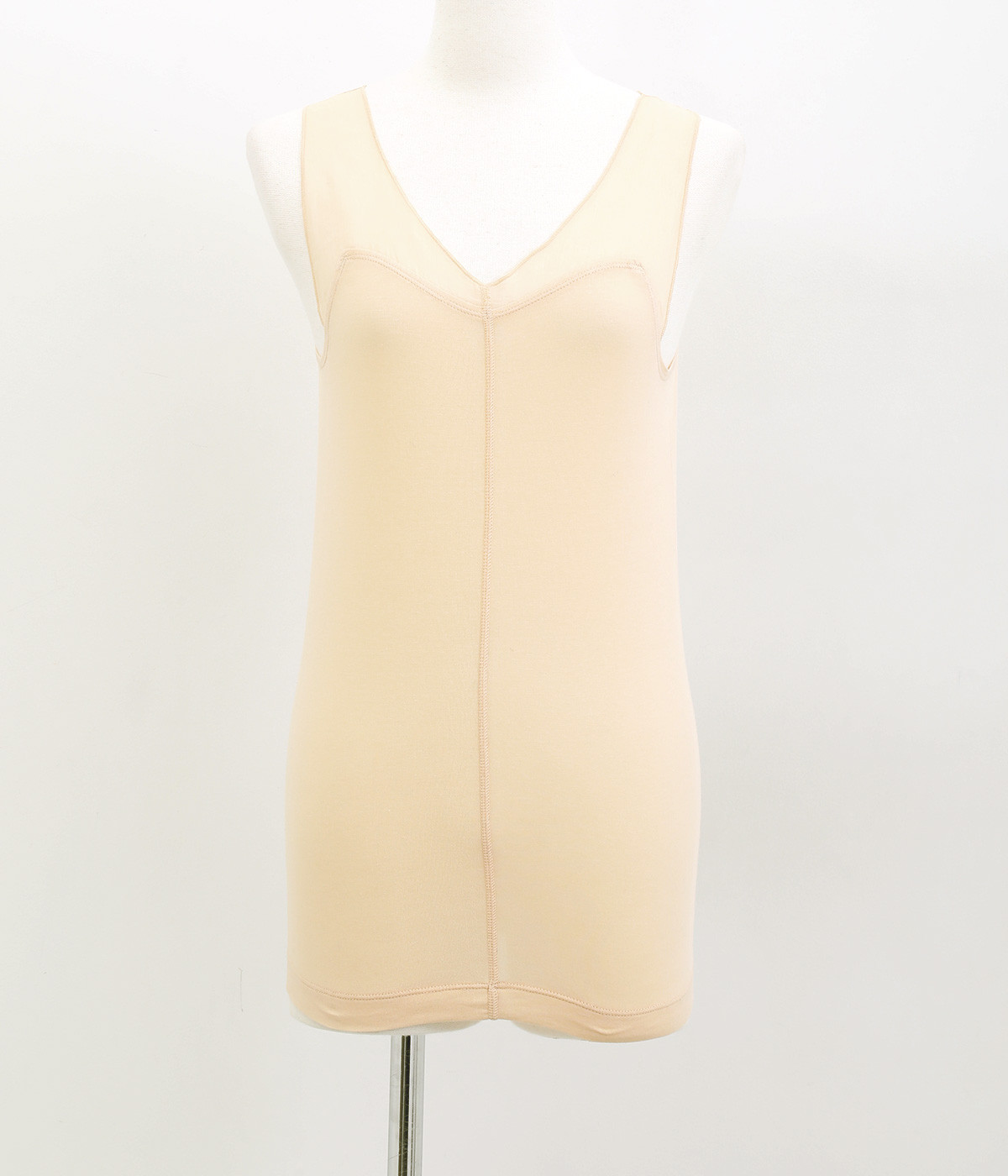 ベア天竺×ラミーコンビ2wayキャミインナー(ベージュ-ONESIZE)