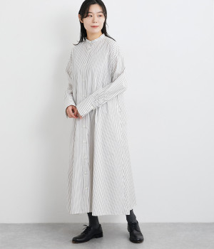 コットントリプルストライプワンピース(ストライプ-ONESIZE)