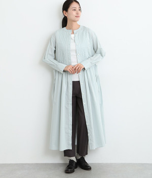 オーガニックコットンローンワンピース(サックス-ONESIZE)