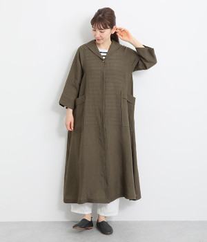 グランジリネンセーラーカラーワンピース(ブラウン-ONESIZE)