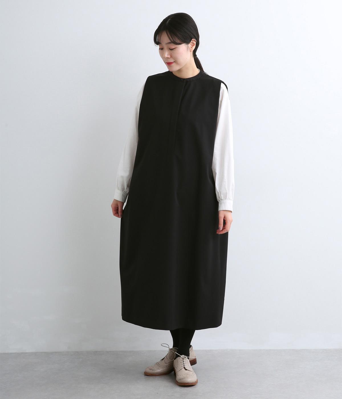 ポリエステルウールギャバ　ジャンパースカート(ブラック-F)