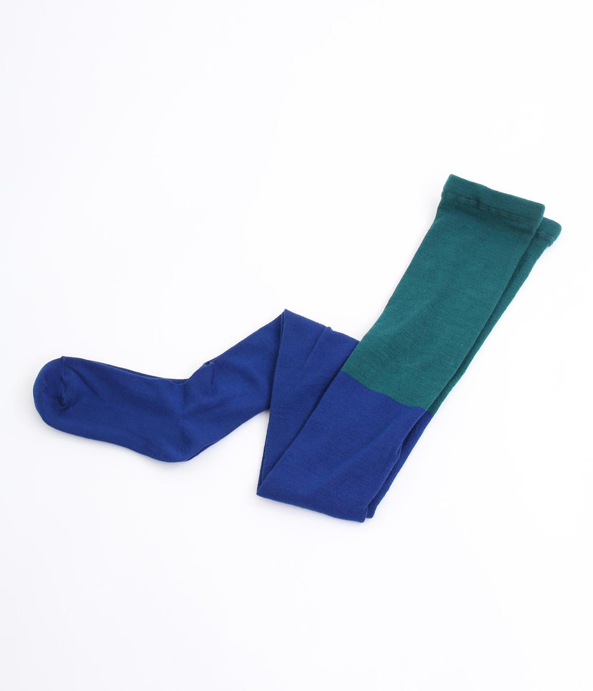 配色タイツ(ブルー×グリーン-F)