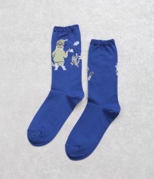 TORANEKO BONBON　子ネコと遊ぶ柄ソックス(ブルー-F)