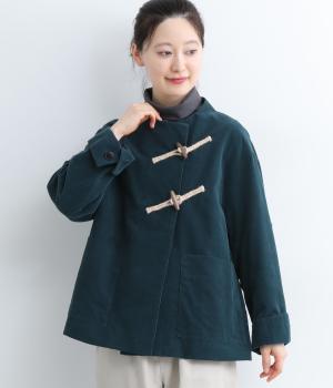 コットン細コール トグルボタンジャケット(グリーン-F)