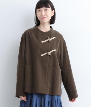 コットン細コール トグルボタンジャケット(ブラウン-F)