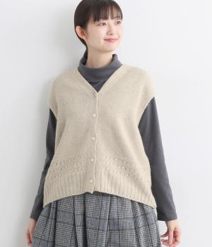 リネンウールホールガーメントニットベスト(キナリ-F)