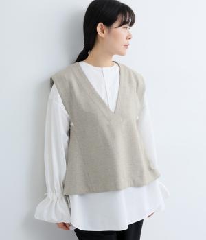 クラシカルツイードベスト(ベージュ-F)