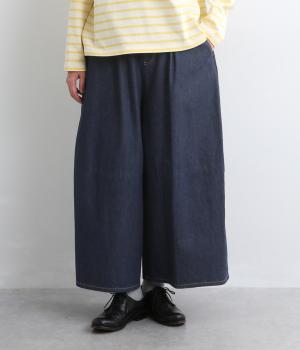 コットンリネンデニムボトルシルエットパンツ(デニム-F)