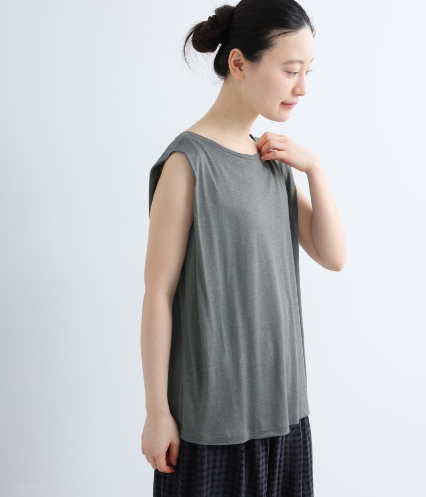 レーヨンリネン天竺ノースリーブトップス