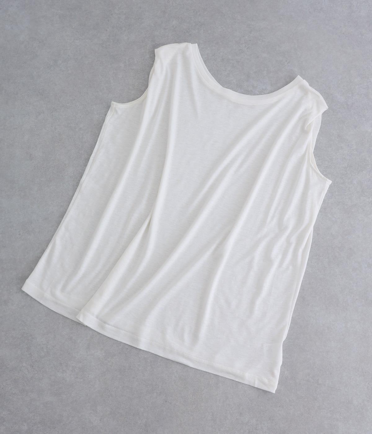 レーヨンリネン天竺ノースリーブトップス(オフ-F)