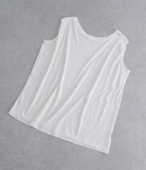 レーヨンリネン天竺ノースリーブトップス(オフ-F)