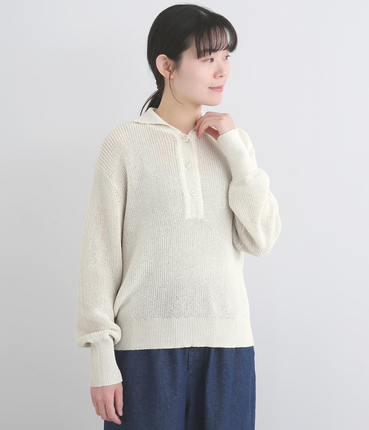 TAKUMI×SHION和紙片畦ニットポロ(オフ-F)