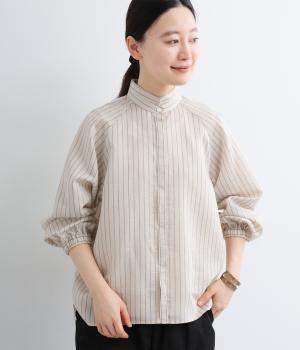 スタンドネックバルーンスリーブブラウス