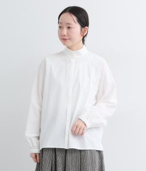 スタンドネックバルーンスリーブブラウス(オフ-F)