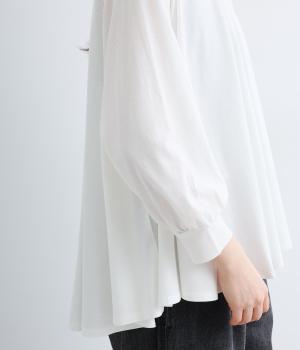 強撚天竺フレアブラウス(オフ-F)