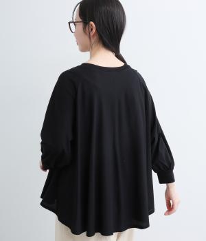 強撚天竺フレアブラウス(ブラック-F)