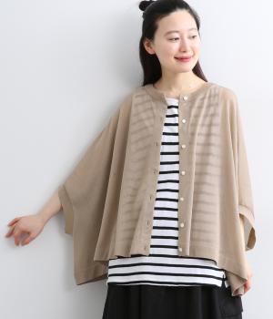 TAKUMI和紙×ポリエステル天竺　2wayベスト風カーディガン(ベージュ-F)