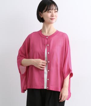 TAKUMI和紙×ポリエステル天竺　2wayベスト風カーディガン(ピンク-F)