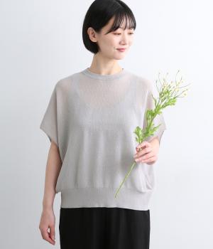 コットンリネンダブルジャカードニットプルオーバー