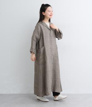 リネン先染めセーラーカラーワンピース