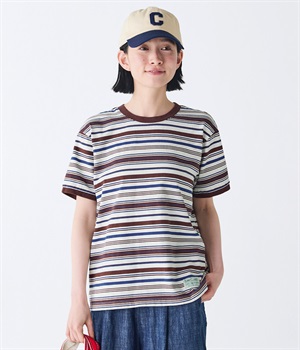 feat. mii 　マルチなボーダーTシャツ(ブラウンボーダー)(ブラウンボーダー-L)