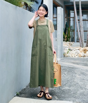 エプロンワンピースセット(カーキ)(カーキ-LL)