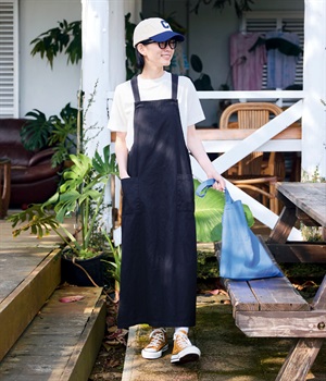 エプロンワンピースセット(ネイビー)(ネイビー-L)