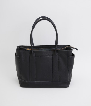 【perche×cache cache×ナチュランコラボ】　パーテーションレザーバッグ(ブラック-ONESIZE)