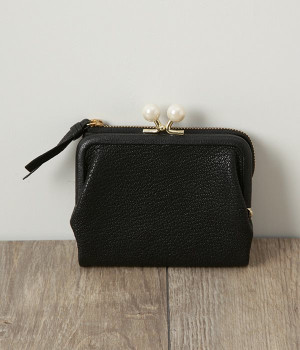 一部コラボ｜二つ折りがま口財布(ブラック-ONESIZE)